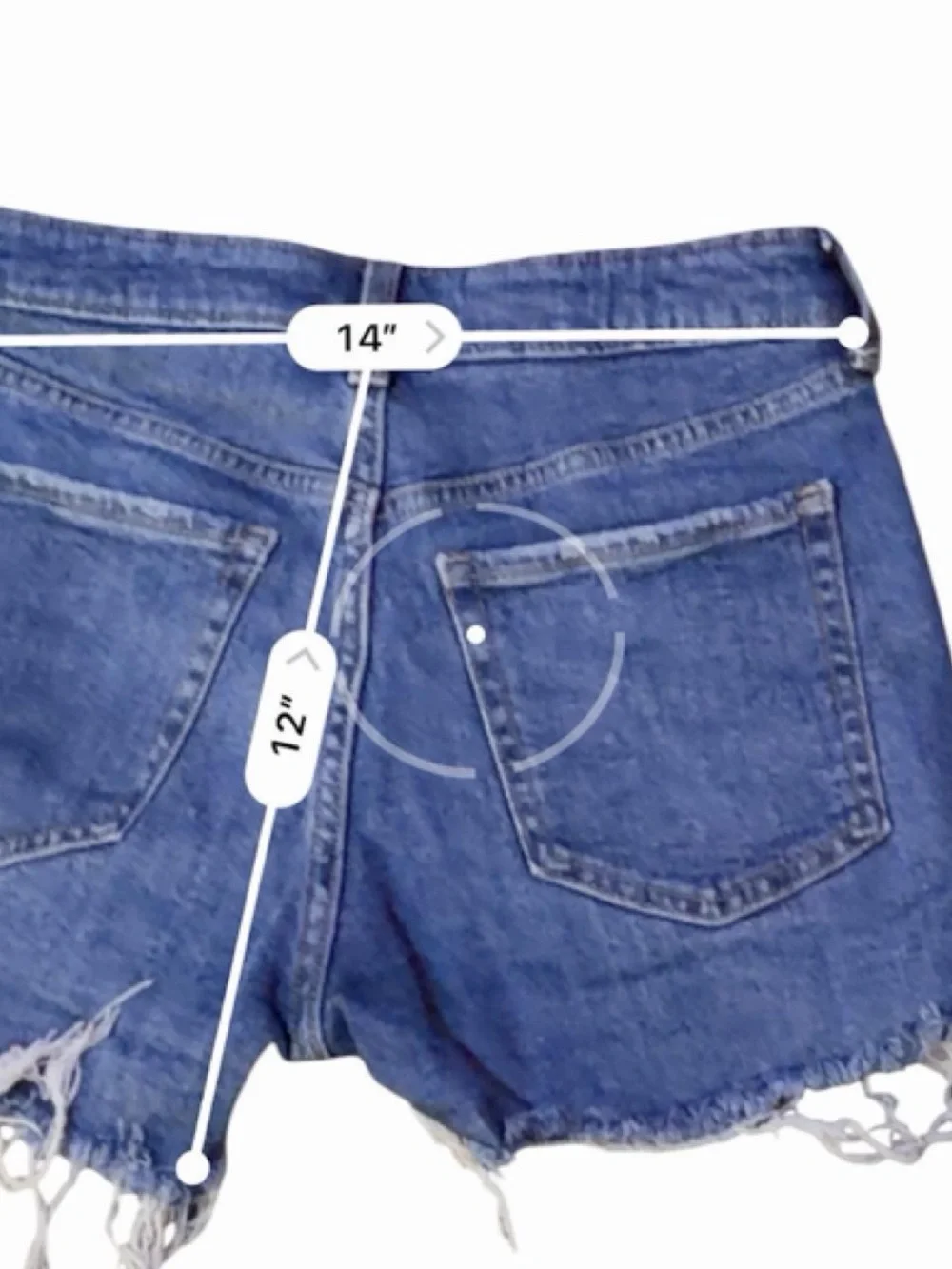 Old Navy OG Straight high rise distressed denim cutoff shorts medium wash raw